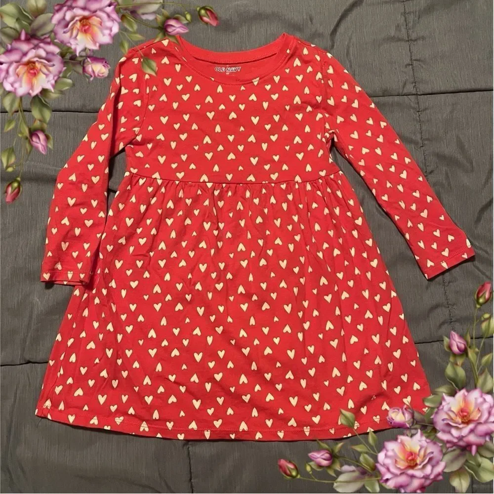 Old Navy Valentine’s‎ Day long sleeve toddler girl dress with hearts size 3t